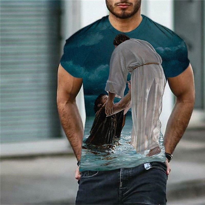 Men's T shirt 3D Print Graphic Human Crew Neck Daily Sports Print Short Sleeve Tops Casual Classic Designer Big and Tall Blue 66H8#