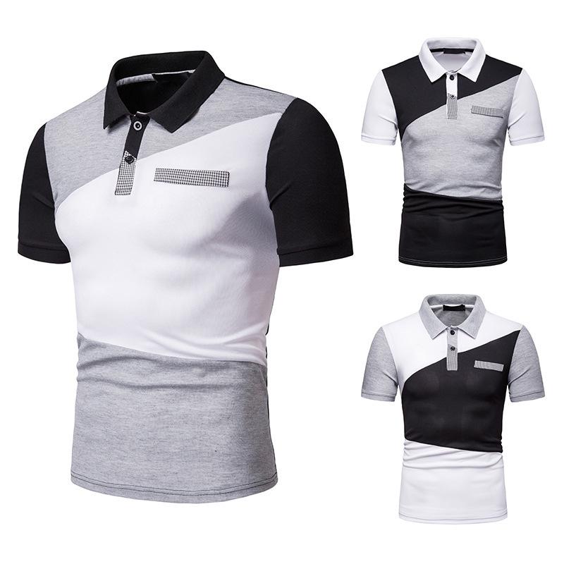 

Color Matching Loose Short Sleeves T Shirt for Men Summer Casual Patchwork Mens T Shirts Tops Homme, Black
