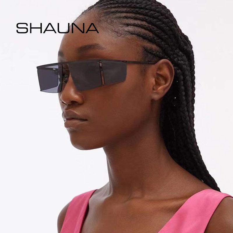 

Sunglasses SHAUNA Ultra Light Stainless Steel Frame Punk Double Lens Fashion Square Shades UV400