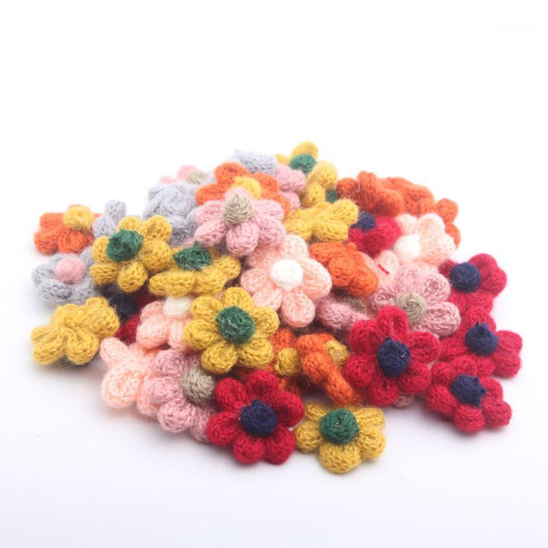 

10pcs/lot 3.5cm Multi Color Woolen Mini Flower DIY Decoration For Christmas Garment Headdress Crafts Material Accessories LX4291, Orange