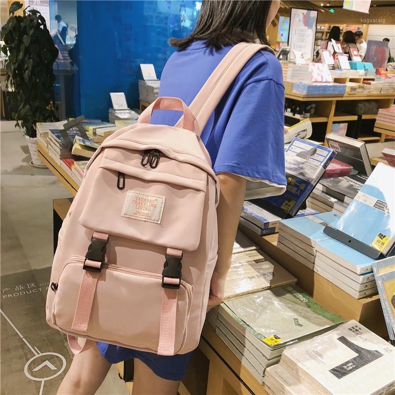 

Dropship Backpack Women Bookbag Teenage Girls Shoulder Travel Backpack Ita bag Multi Pocket Nylon Back pack Mochila School Bags1, Black