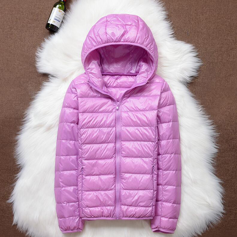 

2021 New Autumn plus size 4xl woman ultra light winter 90% white down short coat with hood female puffer jacket parka, Light blue hooded.