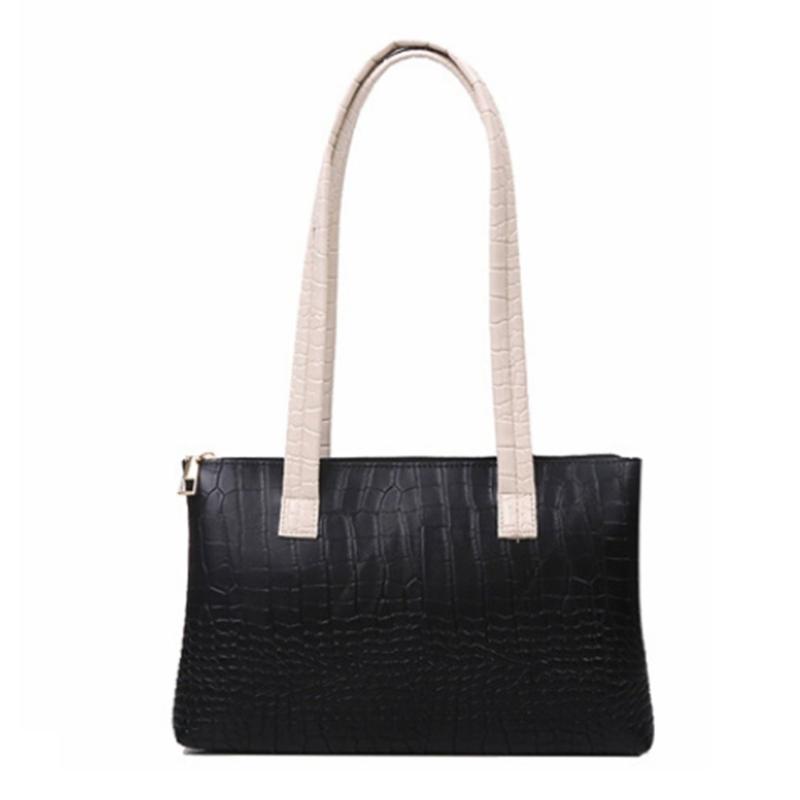 

Women's Bag Simple Design Alligator One Shoulder Straddle Handbag Mobile Phone Change Tate Bag Big Capacity Shopper, Black