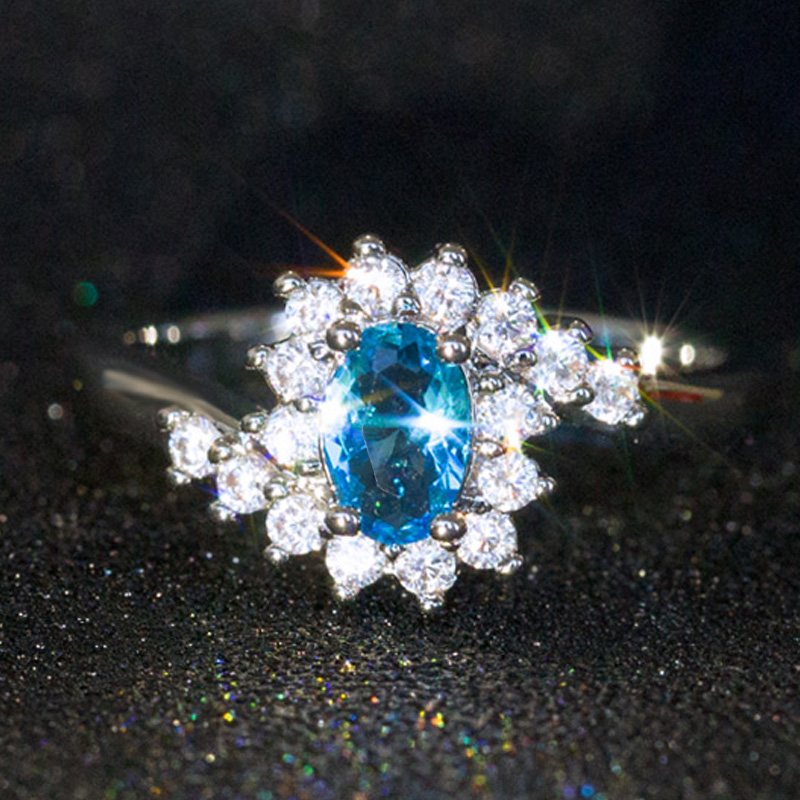 

Februaryfrost Brand Flower Ring Band Romantic Wedding Accessories Gadget With Colorful Cubic Zircon Stone Available Women Engagement Rings