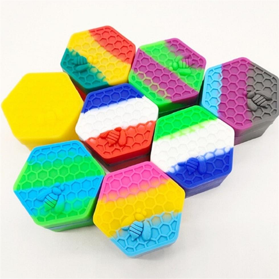 

Hexagon Silicon Container Collector 26ml Concentrate Storage Jar Wax Cans Dabber Tins Vape Oil Box Silicon Holder Casea48