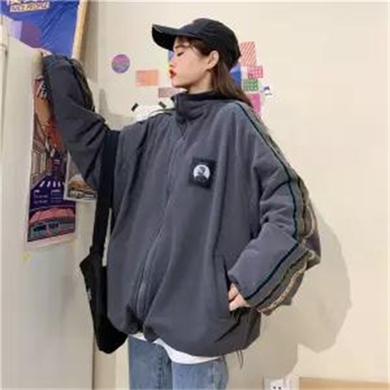 

2021 New -autumn Japan Size Large Harajuku Loose Bomber Streetwear Basic Black Spring Jacket Female EIVD