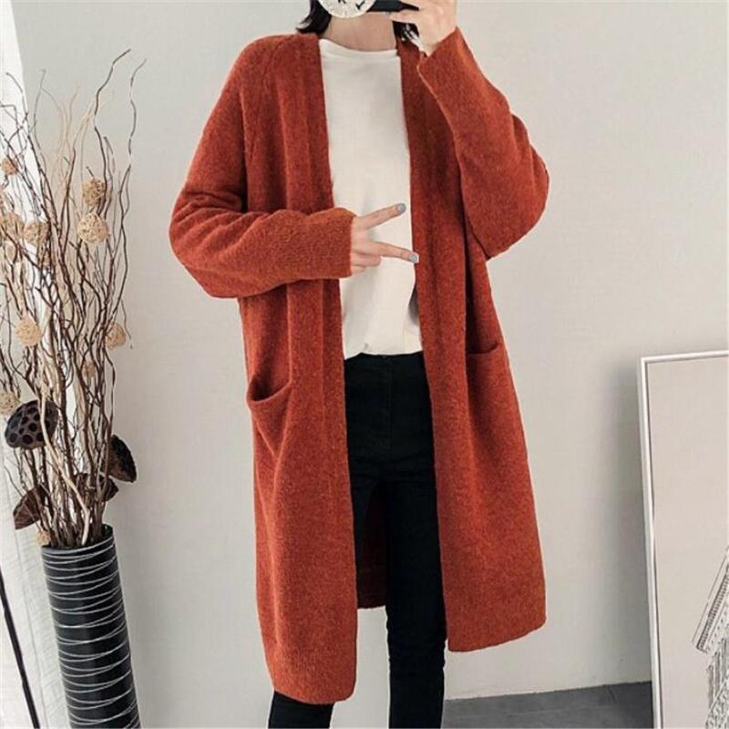 

Women's Knits & Tees 2022 Lazy V-neck Oversize Long Sweater Cardigans Jacket Coat Women Thick Korea Cardigan Outwear TOP, White