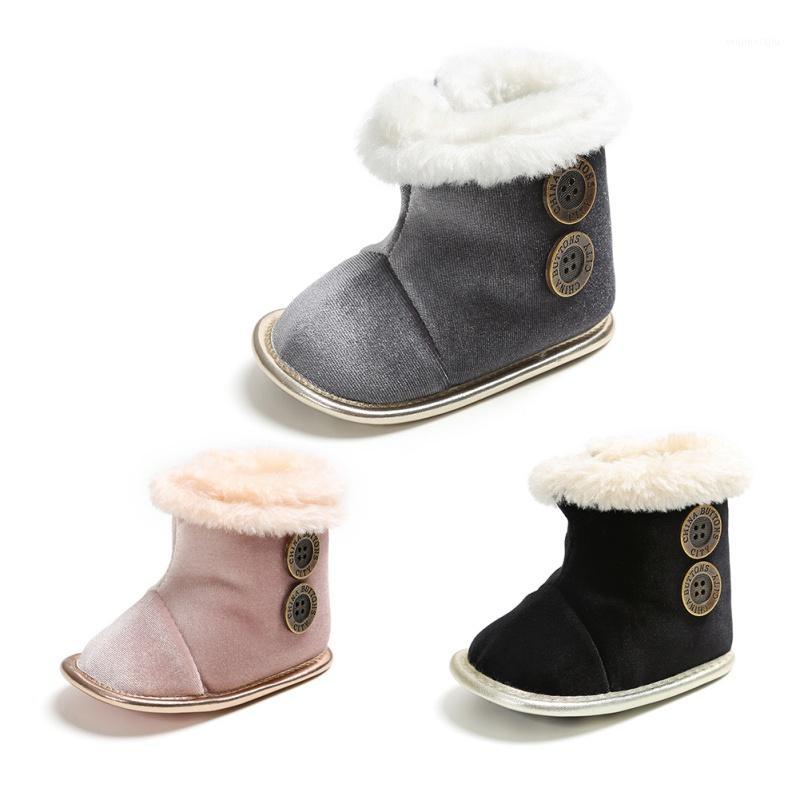 

18M New Autumn Baby Boots Newborn Girls Boys Cotton Button Design Boots Infant Cute Non-slip Soft Sole Shoe Baby First Walker1, Black