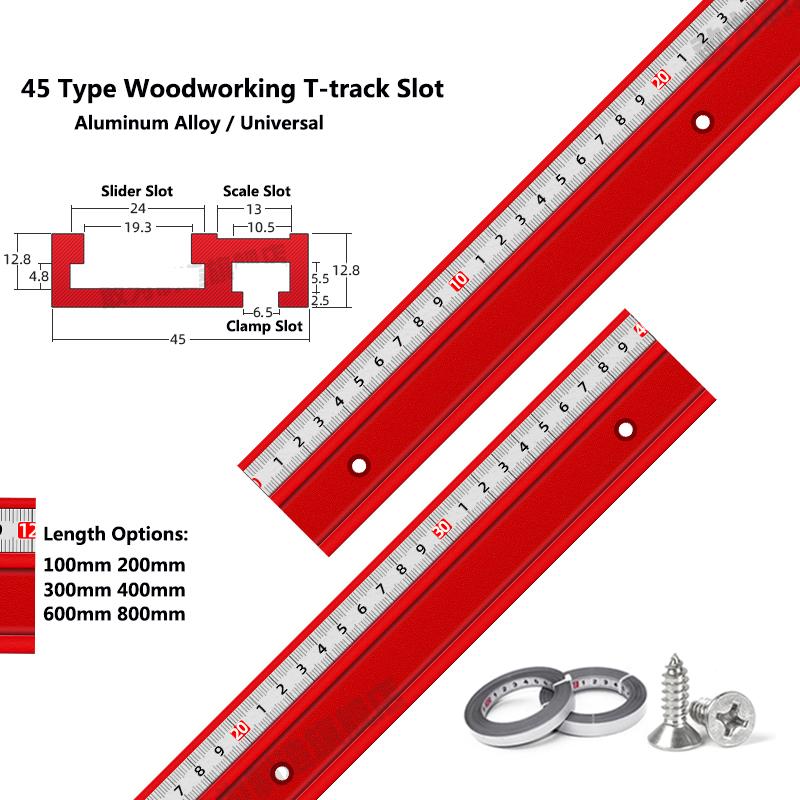 

Universal 45 Type T-track T-slot Miter Track Jig Woodworking DIY Tools Aluminium Alloy Miter Track Stop for Table Saw Pusher