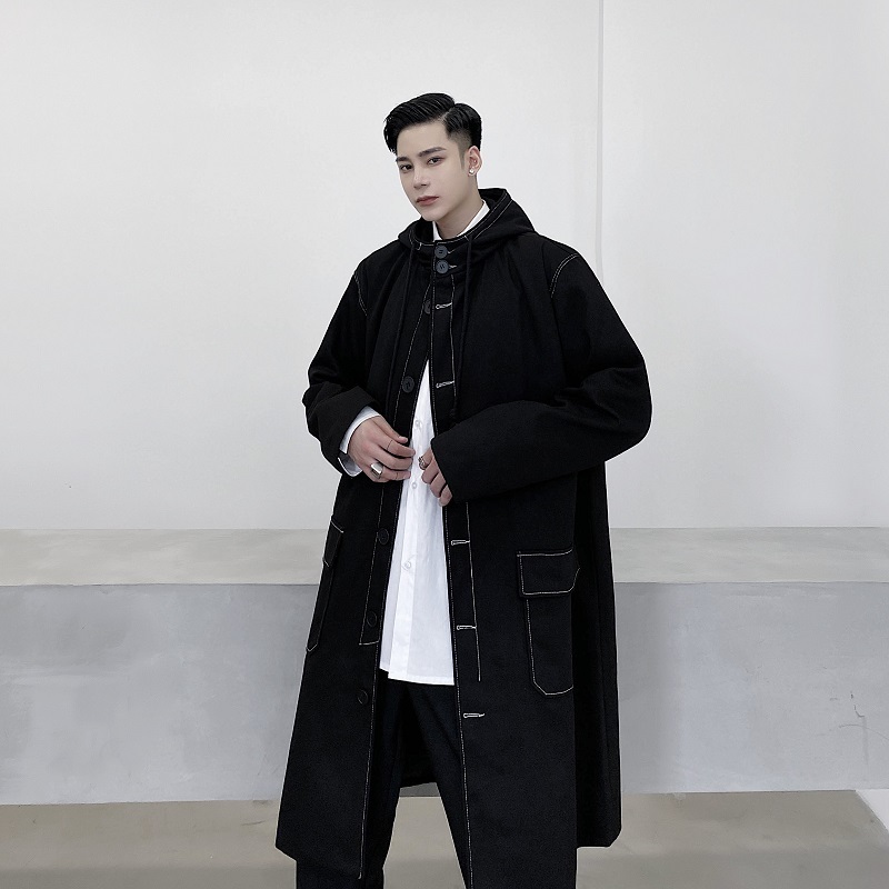 

2020 Man Long-line White Washed Retro Cotton Trench Outerwear Male Jap Jacket Streetwear Coat Sq4h, 3999