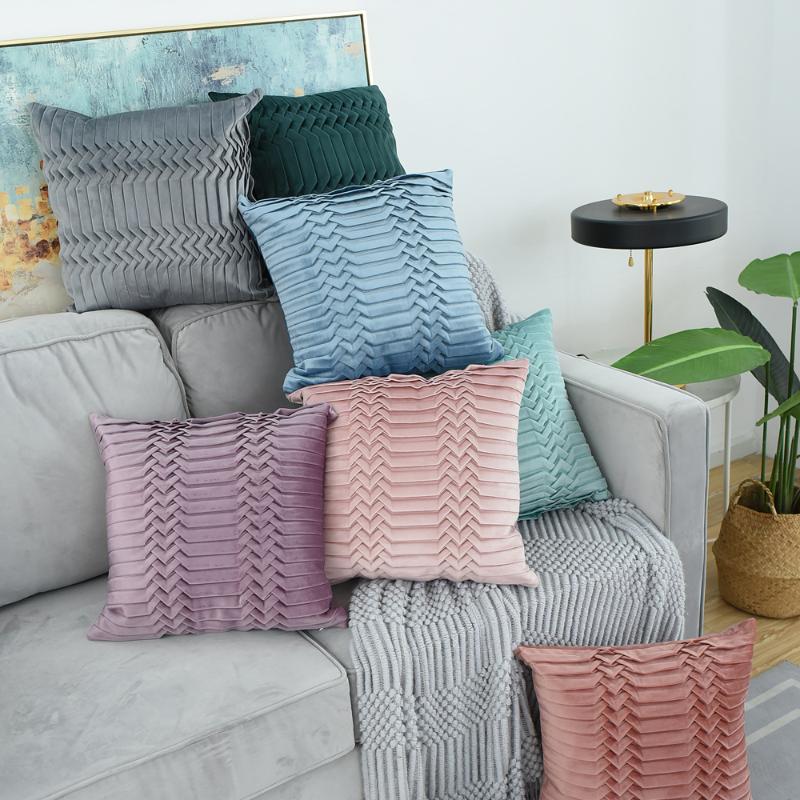 

Cilected Chenille Fabric Cushion Cover Soft Solid Decorative Square Throw Pillow Covers Embossing Pillowcase For Couch Decor, Color7