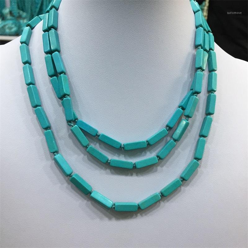 

Square Tube Turquoises Necklace 4*4*13mm Knot Natural Stone Necklace Jewelry Blue White Gem Stone for Woman Jewelry Gift1