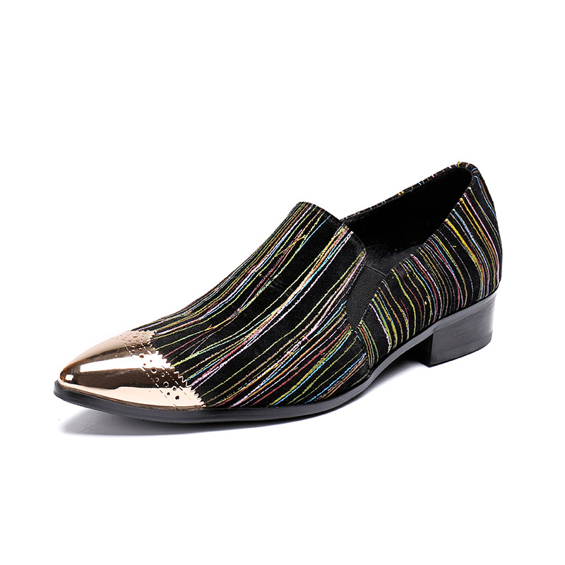 

Wedge Summer Leather Peas Shoes Male Korean Version Personality Casual Shoes T Lazy Nightclub Style Pointed British Small, Black