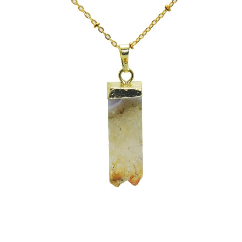 

Fashion Bohemian Jewelry raw cluster natural yellow crystal quartz geode druzy necklace column natural stone women necklace