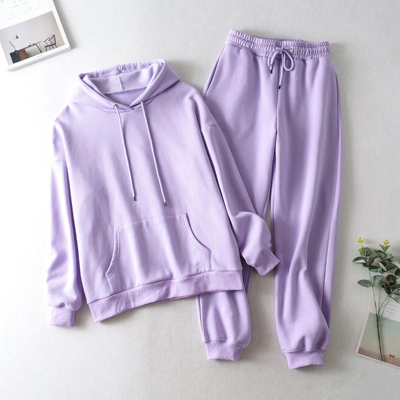 

Spring Women Sport Suit Loose Hoodie Sweatshirt+pant Running Jogging Outfits Casual Leisure Athletic Set Sportswear Tracksuit, Purple