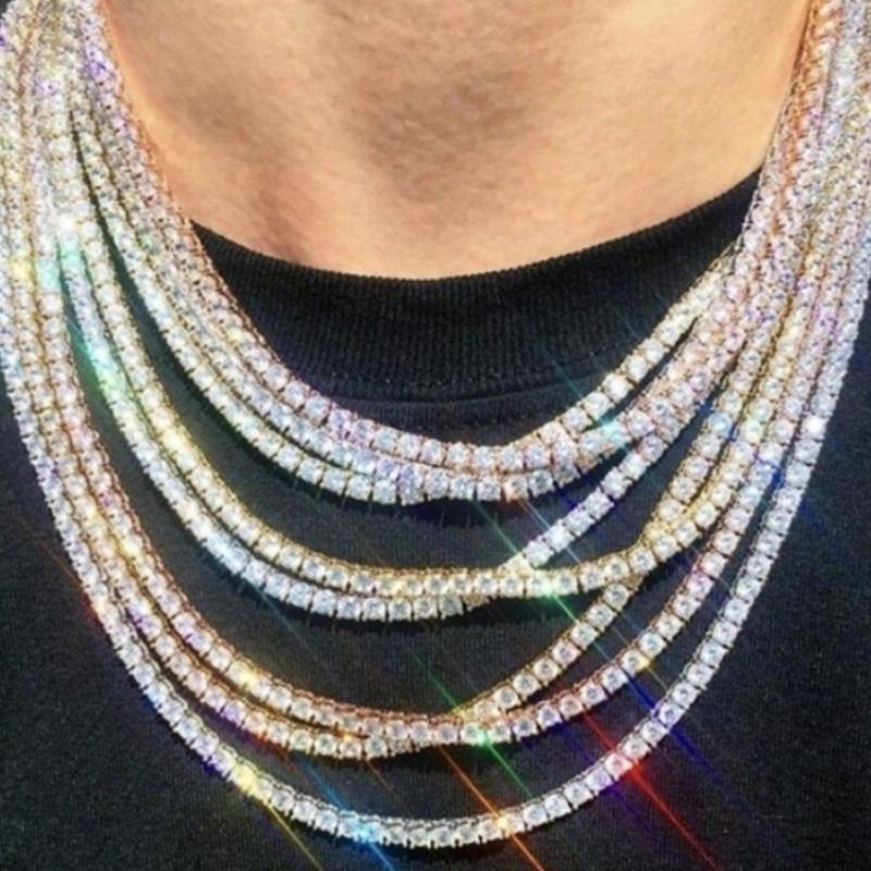 

Punk Hiphop Rhinestone Chain Necklace Tennis Necklace Men Women Iced Out Chain Jewelry Christmas Jewelry Bijoux