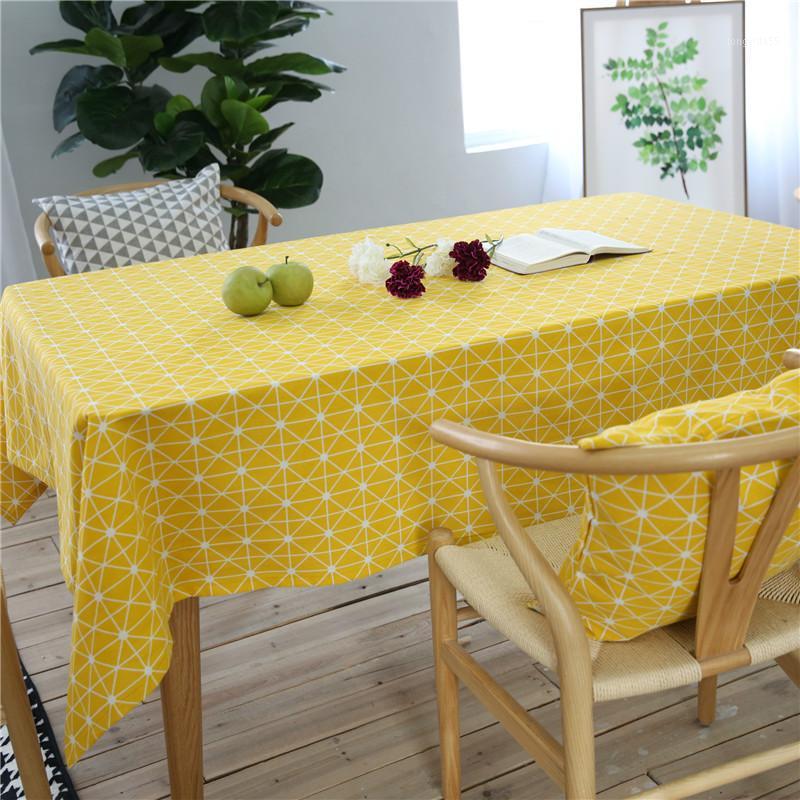 

Yellow Geometric Tablecloth Cotton Linen Wedding Party Decor Table Cover Home Decorative Rectangular Table Cloth1, As pic