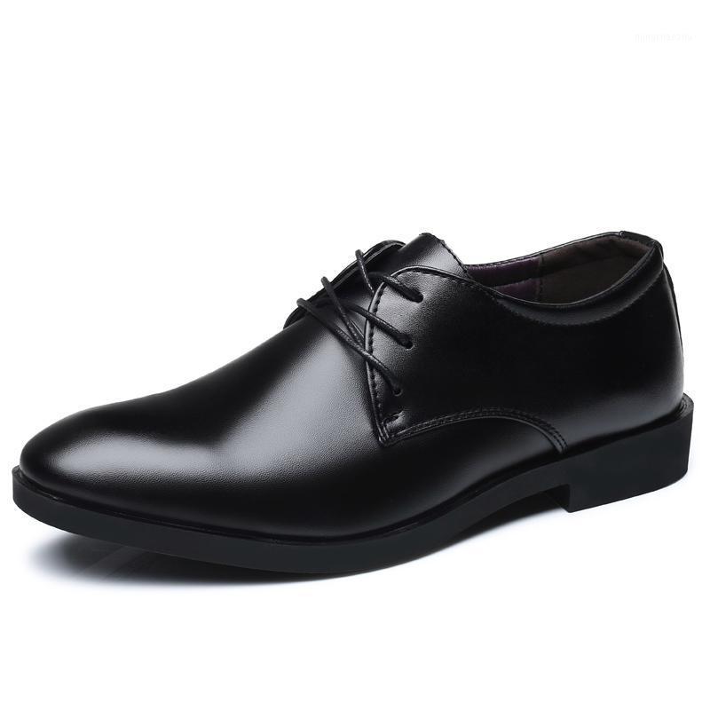 

Men's Brand Leather Formal Shoes Lace Up dress shoes Oxfords Fashion Retro Elegant work Footwear Drop Shipping1, Black