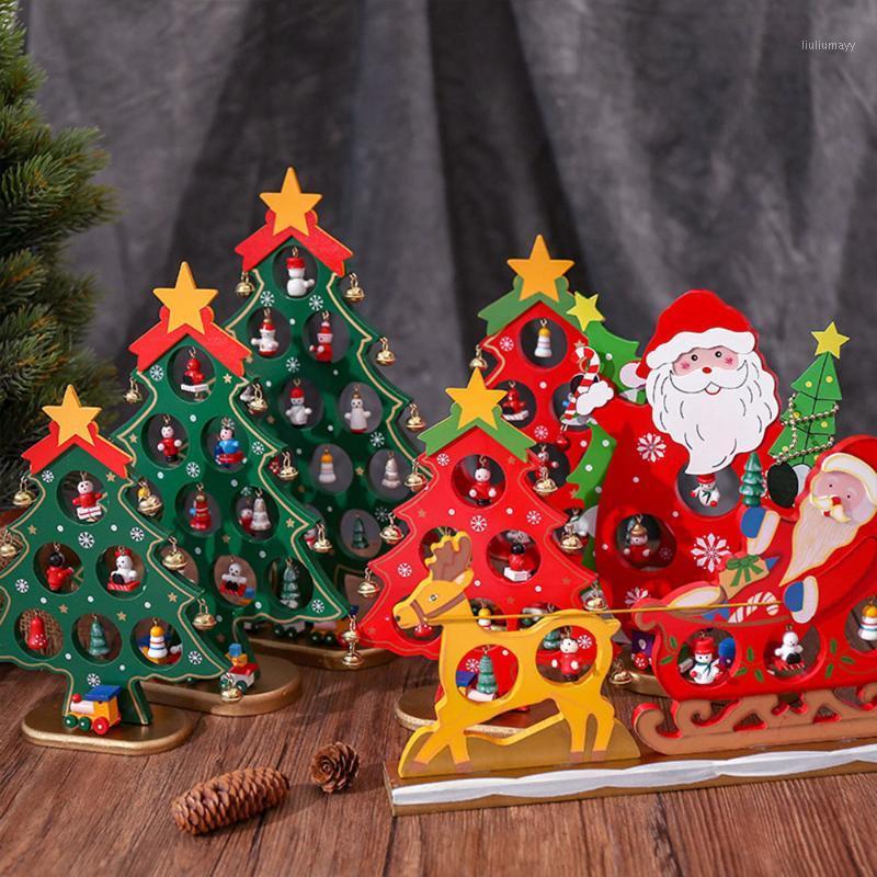 

DIY Christmas Artificial Ornament Wooden Christmas Tree Crafts Ornament Gift for Children Home Xmas Table Decoration1