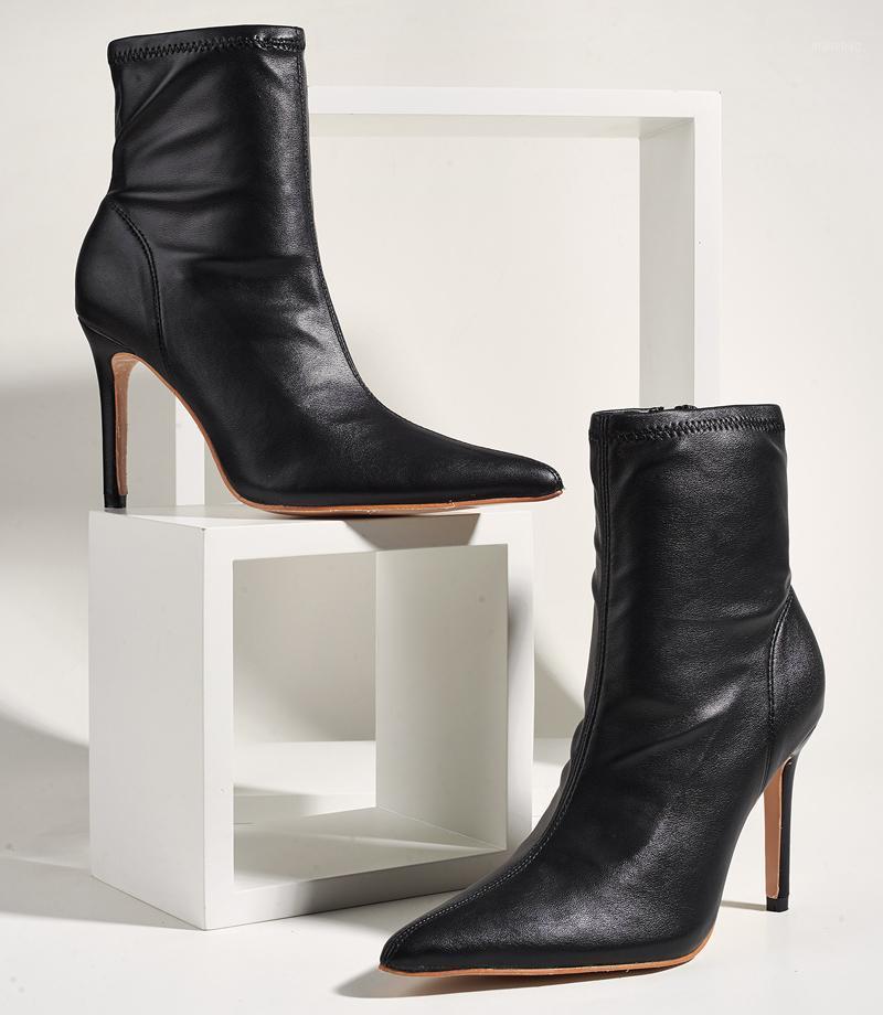 

White Boots Women Pointed Toe Boots Fall Stiletto Heel Ankle Sexy High Heels Classic Ladies Fall Shoes Femmes Bottes1, Black