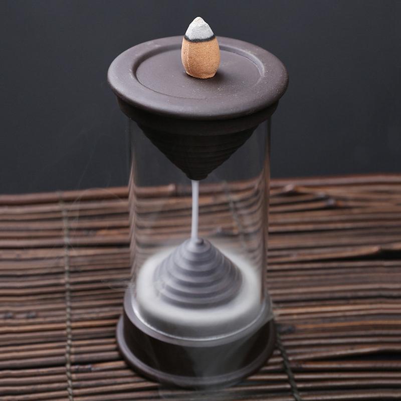 

Hourglass Zisha Pottery Backflow Waterfall Smoke Incense Burner Censer Holder Home Crafts Decoration