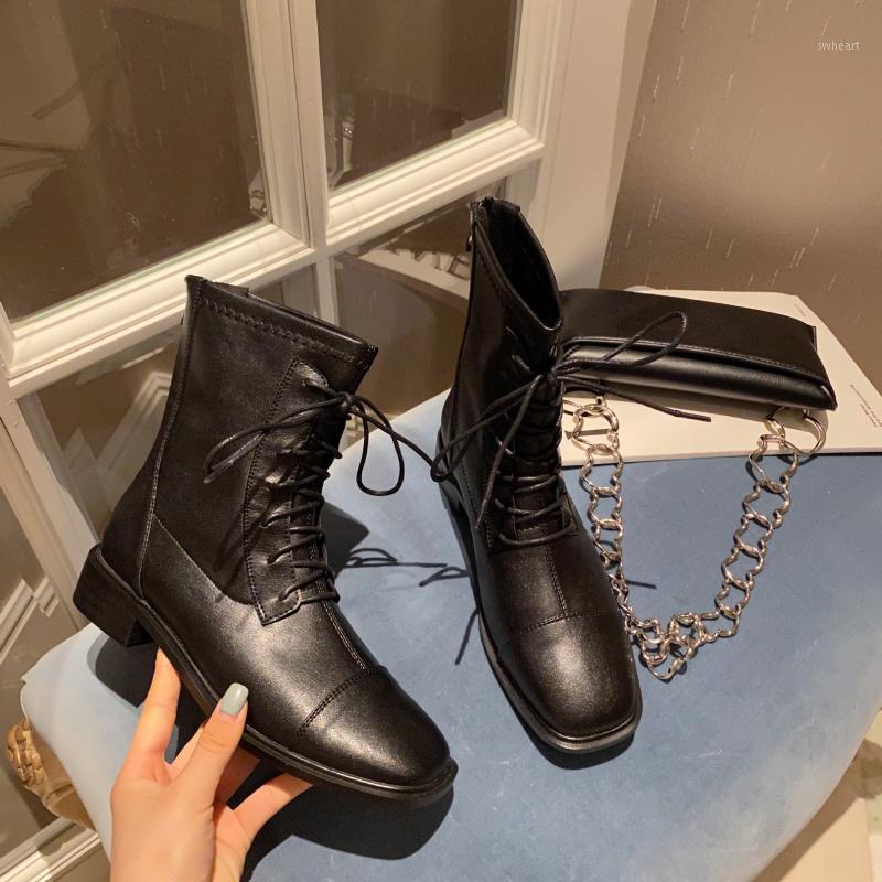 

Boots Women New 2020 Shoes Winter Footwear Luxury Designer Round Toe Leather Ladies Mid Calf Rock Mid-Calf Fashion Rubber1