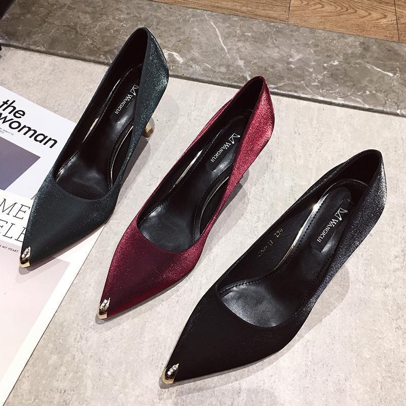 

Woman Pumps Handmade Shoes Sexy Pointed Toe Mature Office Lady Elegant Shoes Pumps Sexy Concise Elegant High-heeled U14-061, Black