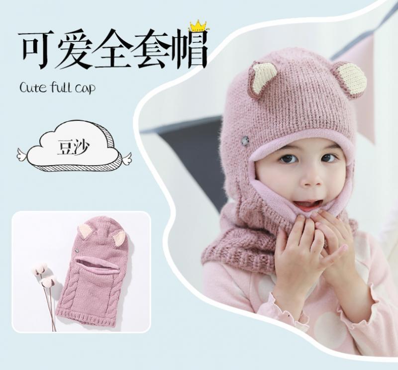

BABY Kids Winter Hats Ears Girls Boys Children Warm Caps Scarf Set Baby Bonnet Enfant Knitted Cute Hat for Girl Boy