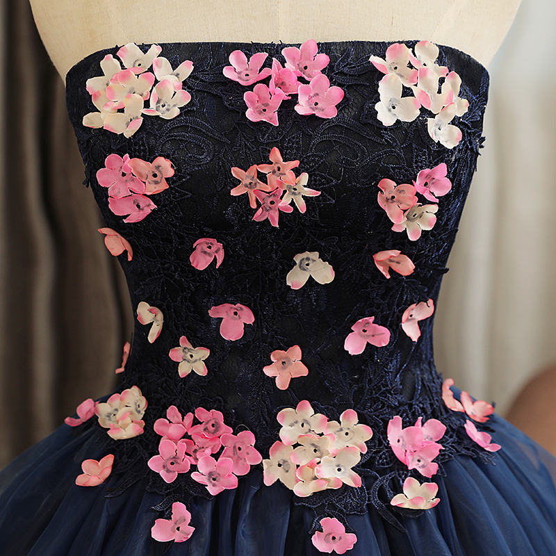 

Quinceanera Dresses Mrs Win The Party Prom Elegant Strapless Ball Gown Sweet Flower Formal Homecoming Quinceanera DRE, Blue