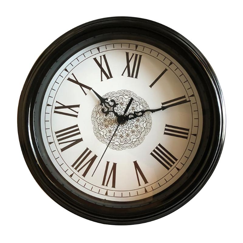 

12 Inch Living Room Wall Clock Round Roman Numerals Non Ticking Retro Battery Powered Home Decor Vintage Style Indoor Pointer