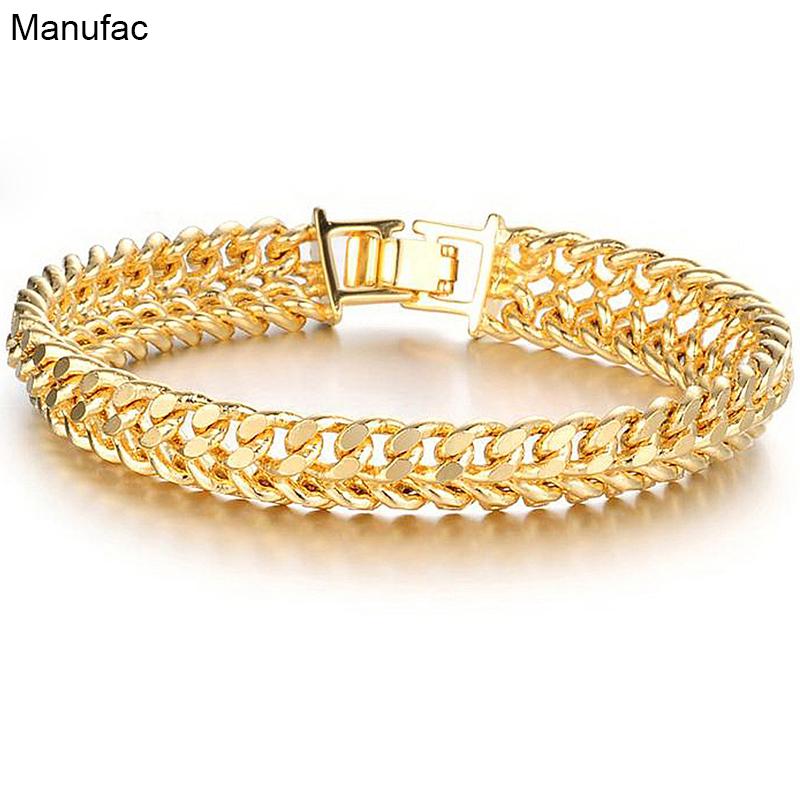 

Charm Bracelets Mens 585 Gold Color 2021 Luxury Curb Chain Trendy Jewelry Link Bracelet Bangle
