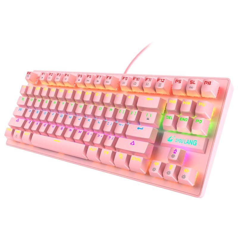 

2021New K2 Mechanical Keyboard 87 Keys Layout LED Rainbow Backlit Blue Switches Wired RGB Mix Backlit LED For Desktop PC Laptop
