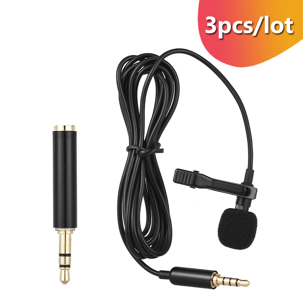 

3Pcs Andoer 1.45m Mini Portable Clip-on Lapel Lavalier Condenser Mic Wired Microphone Mikrofo/Microfon for Phone PC Laptop