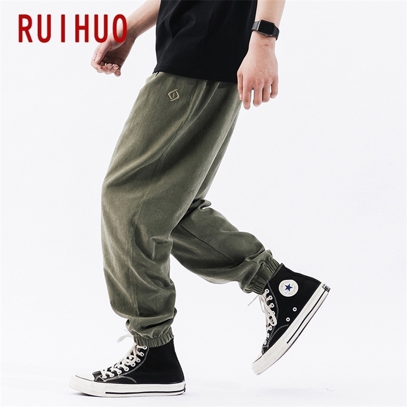 

RUIHUO New Solid Harem Pants Men Trousers Casual Joggers Pants Men Sweatpants Hip Hop Streetwear Male Plus Size -3XL 201112, Black