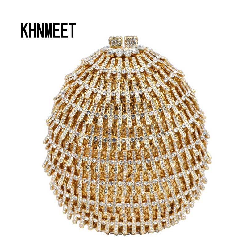 

Evening Clutch Bag Luxury Crystal Women Handbag Party Purse evening cluth purse bag Gold wedding Bride clutch sc478, Gold silver purse