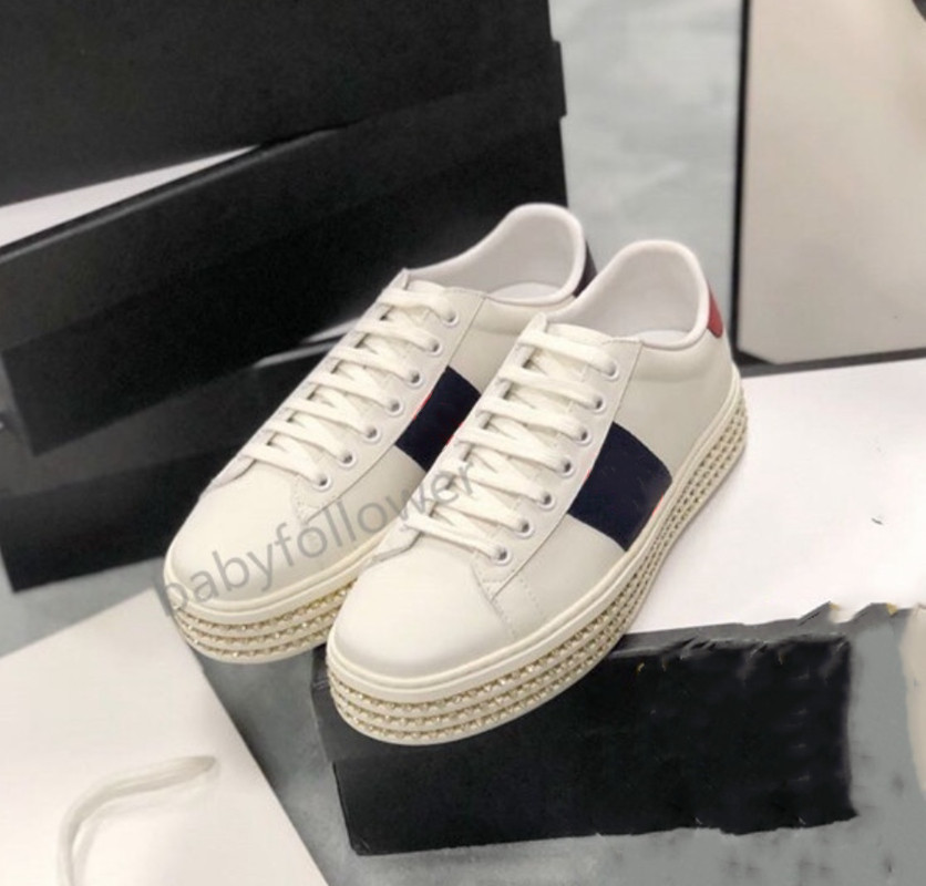 

Design sneakers shoes fashion luxury design women shoes high platform lace up ace leather with crystal bottom shoes running