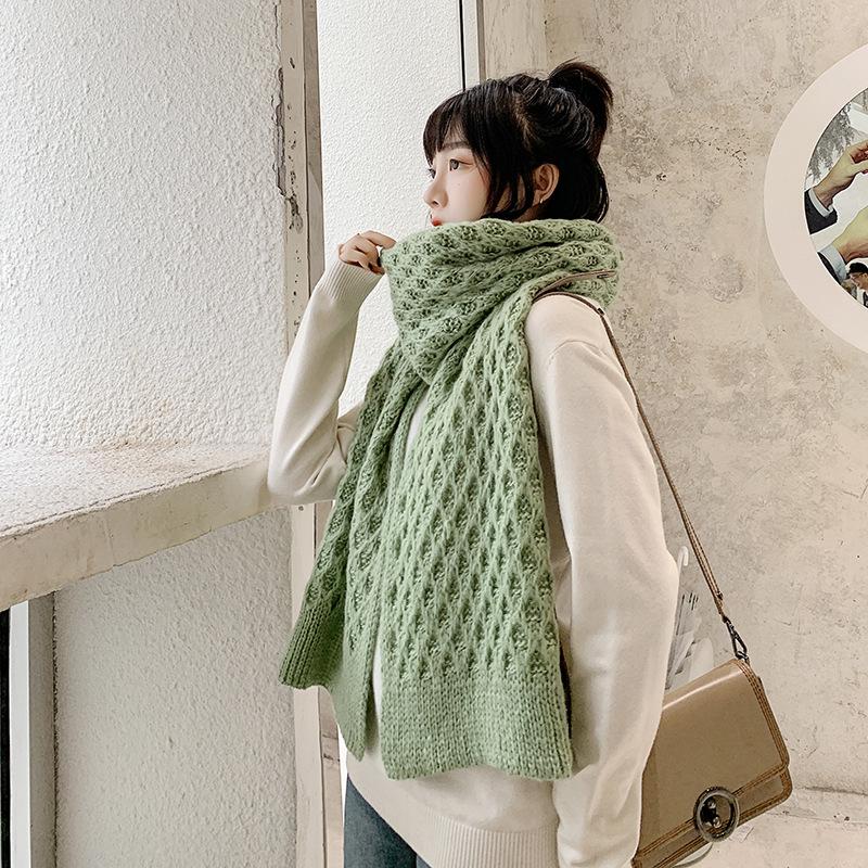 

Women Fall Winter Mohair Cashmere Like Scarf Long Size Warm Fashion Wool Scarves Wraps for Lady Casual Patchwork Accessories