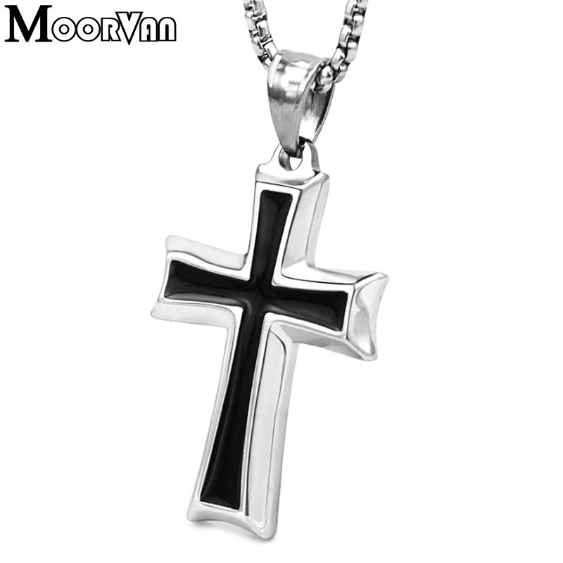 

Moorvan cross pendant necklace,cool stainless steel men christian necklaces jesus crucifix chain trendy jewelry for man VP058