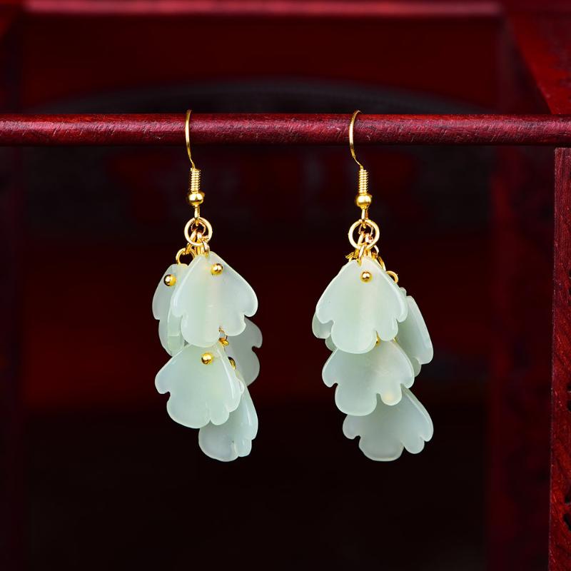 

Ethnic Earrings Women Jewelry Vinatge Green Glass Leaf Dangle Earrings elegant Hot Fashion Brincos 2020 Ear Rings Accessories
