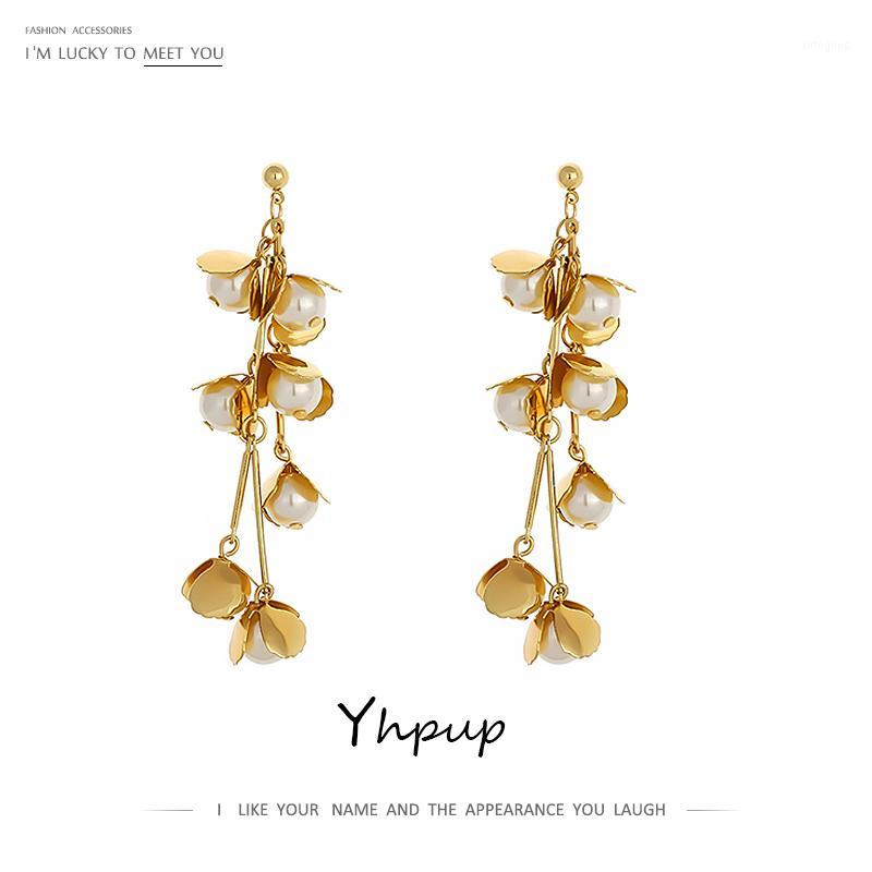 

Dangle & Chandelier Yhpup Trendy Brand Imitation Pearls Earrings Long Tassel Earirngs Copper Gold Jewelry For Female Party Gift S925 Post 1
