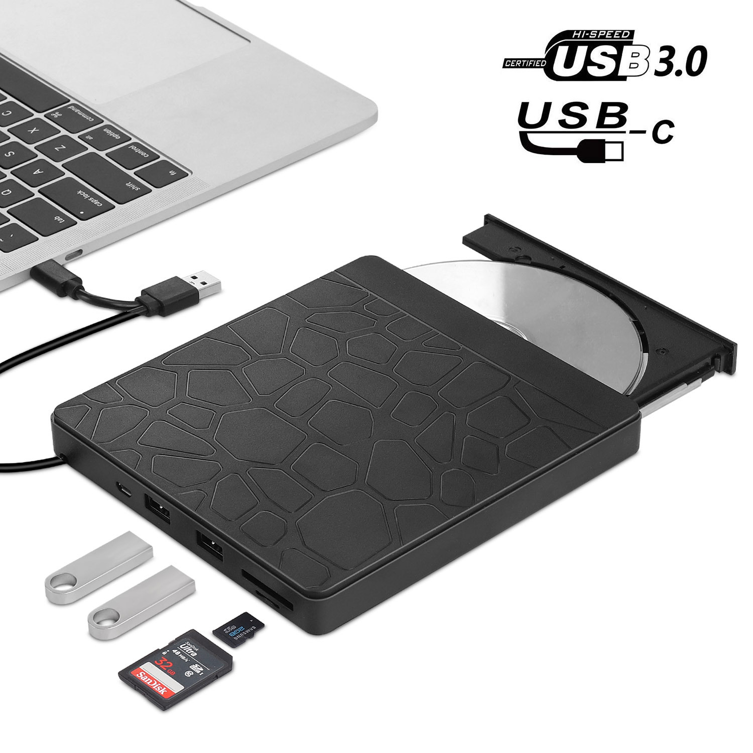 

New computer cable multi-function dual interface ultra-thin external dvd supply USB mobile CD-ROM burner computer accessories