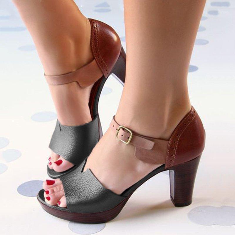 

2021 Chunky Heel Women Sandals Summer women shoes Ankle Strap Elegant Ladies Shoes High Heel Leather Female Sandals Pumps1, Black