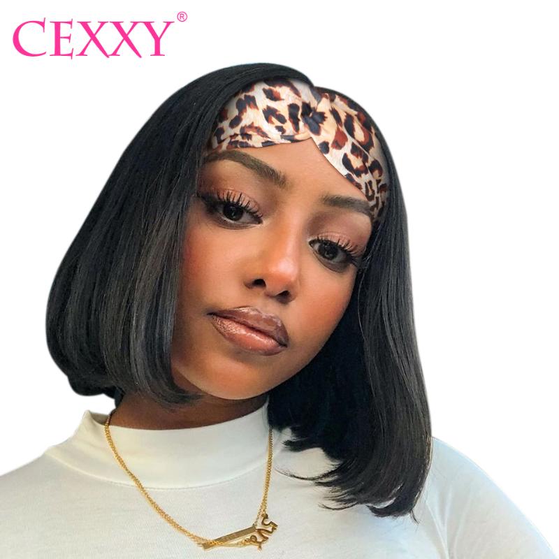 

Cexxy Hair Headband Wigs Human Hair Wigs for Women Straight Short Bob Wig Human Beginner Friendly No Glue Affordable, As pic