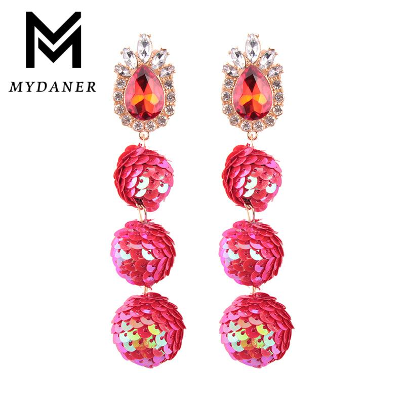 

Dangle & Chandelier MYDANER Fashion Sexy Shiny Sequins Tassel Earring Long Drop Pendant Rhinestones Earrings Baroque Night Club Lady Jewelry