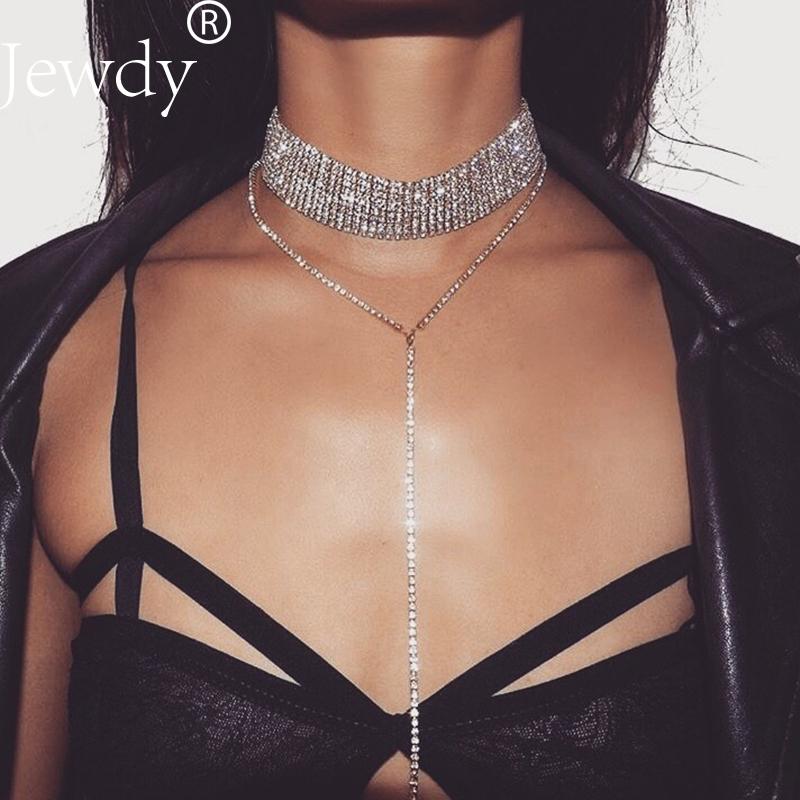 

Chokers Jewdy Crystal Choker Necklace 2021 Luxury Statement Necklaces For Women Trendy Chunky Neck Accessories Fashion Jewellery