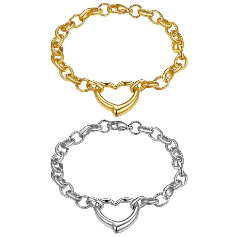 

BONISKISS Simple Hollow Heart Pattern Stainless Steel Couple Bracelets Adjustable Gold Silver Colors Men's and Women's Bracelet1