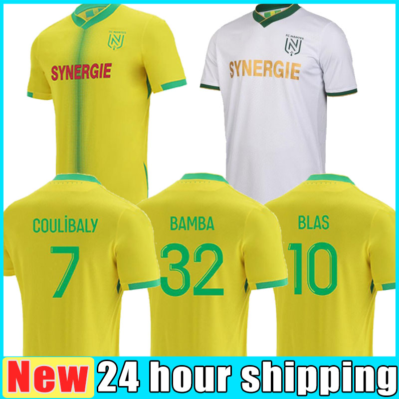 

21 22 Maillots Nantes FC soccer jerseys maillot de foot kits 2021 2022 white jersey SIMON LOUZA A TOURE BLAS COCO COULIBALY football shirts equipment full set socks, Home+patch