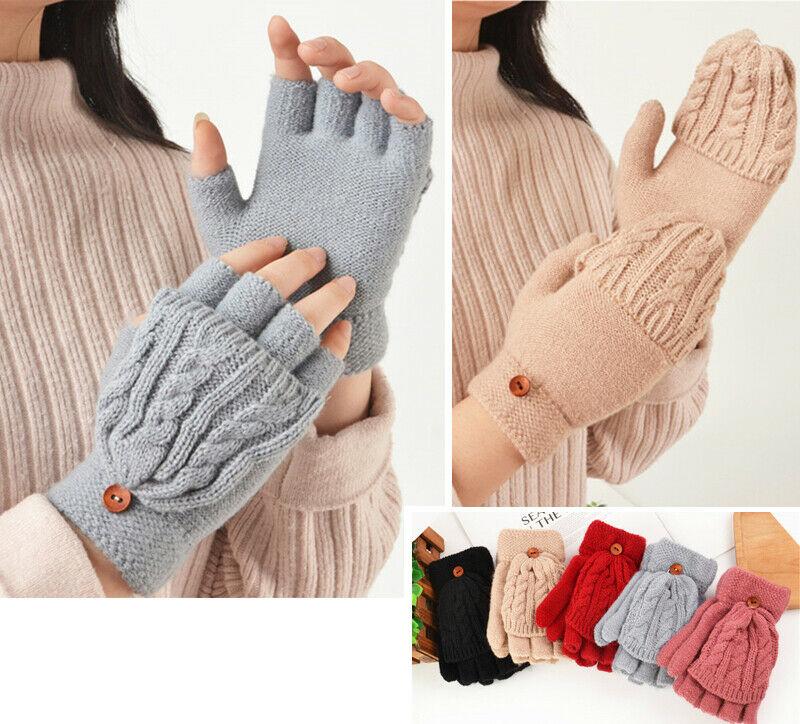 

1 pair of ladies hand warm clamshell gloves gifts soft half-finger gloves knitted thickened warm autumn and winter