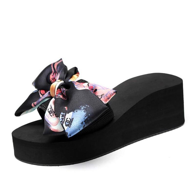 

sandalias Bow Women Summer Bowtie Beach Shoes Woman Female Slippers Flat Heels Flip Flops Ladies Sliders platform shoes c22, 3cm slippers