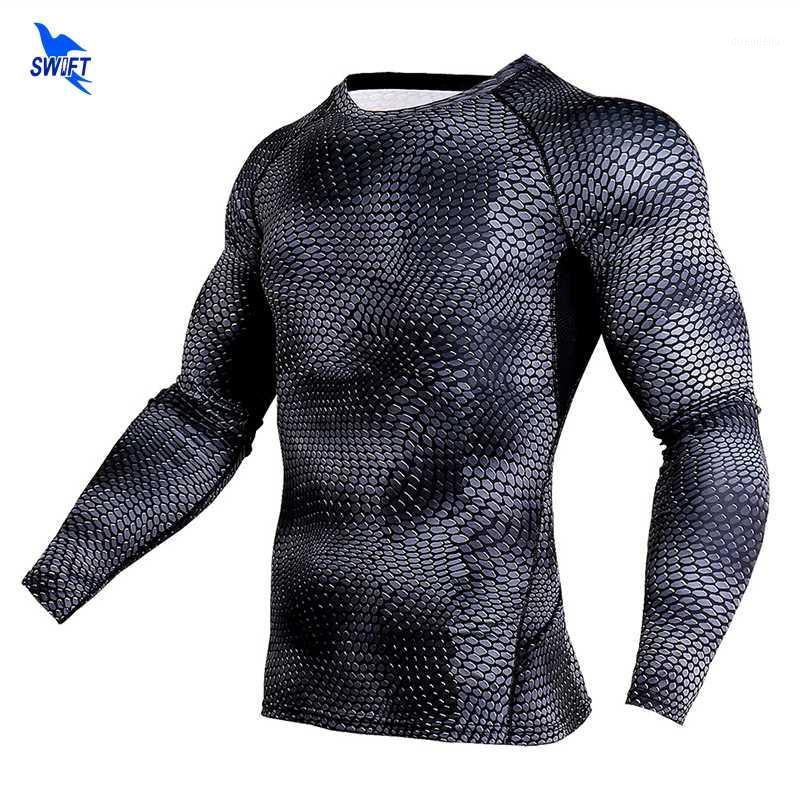 

2020 Compression T Shirt Crossfit Mens Quick Dry 3D Printed Long Sleeve Skin Tights Fitness Running Clothing Rashguard Tops1, Blue